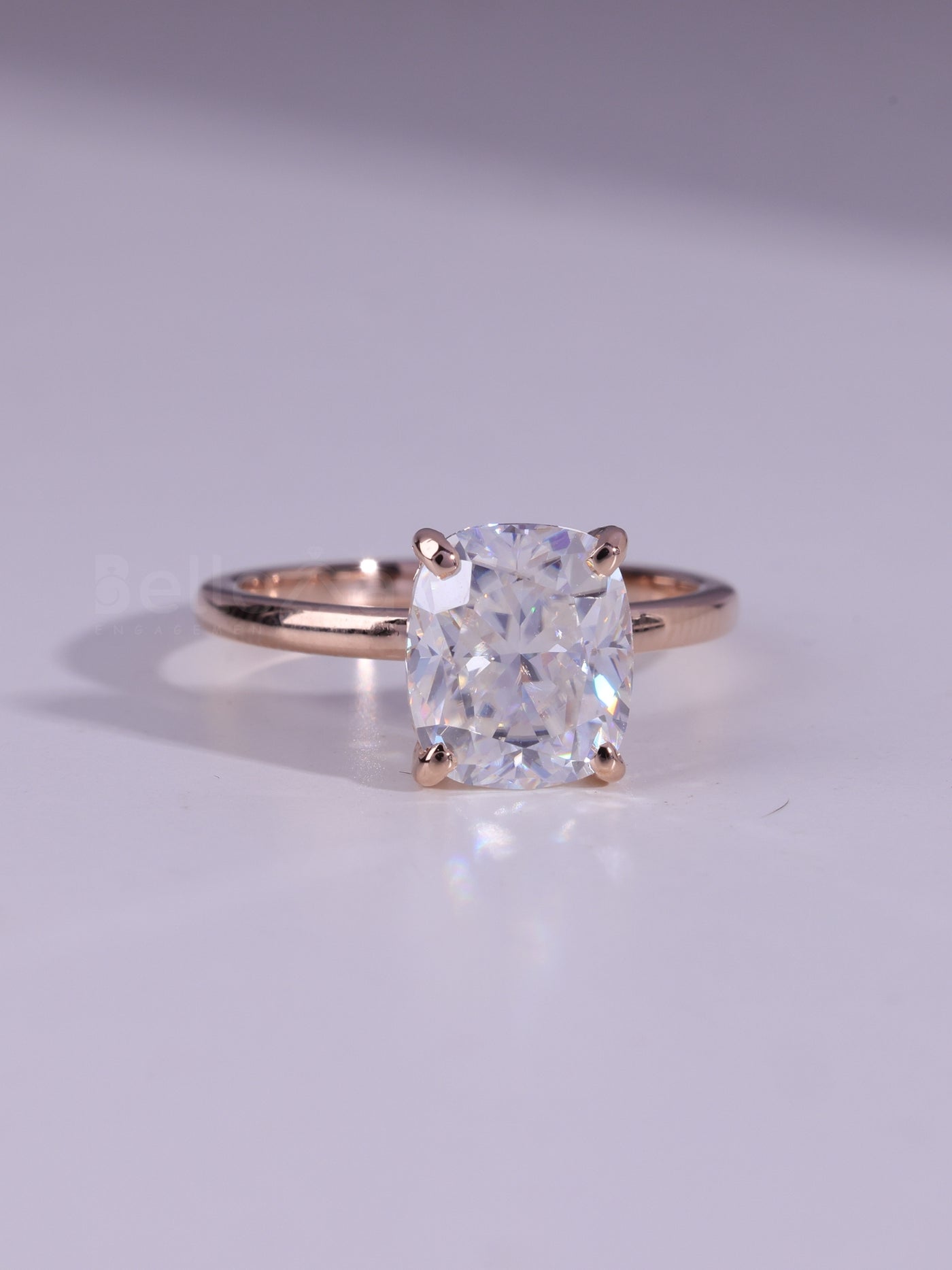 1.0CT Cushion Cut Diamond Hidden Halo Moissanite Engagement Ring