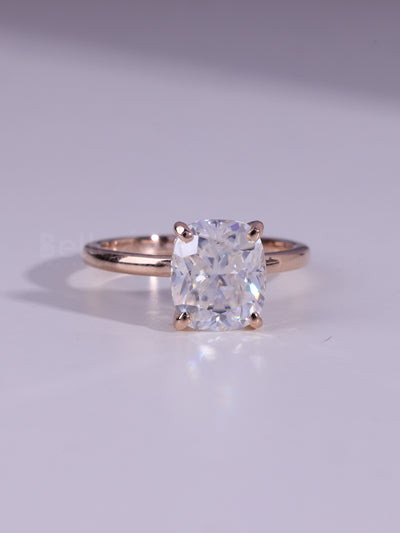 1.0CT Cushion Cut Diamond Hidden Halo Moissanite Engagement Ring