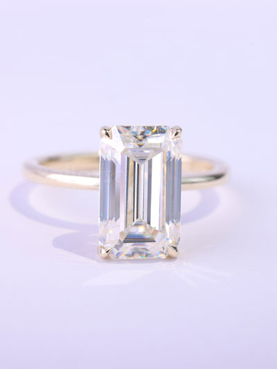 1.50CT Elongated Emerald Cut Hidden Halo Engagement Ring