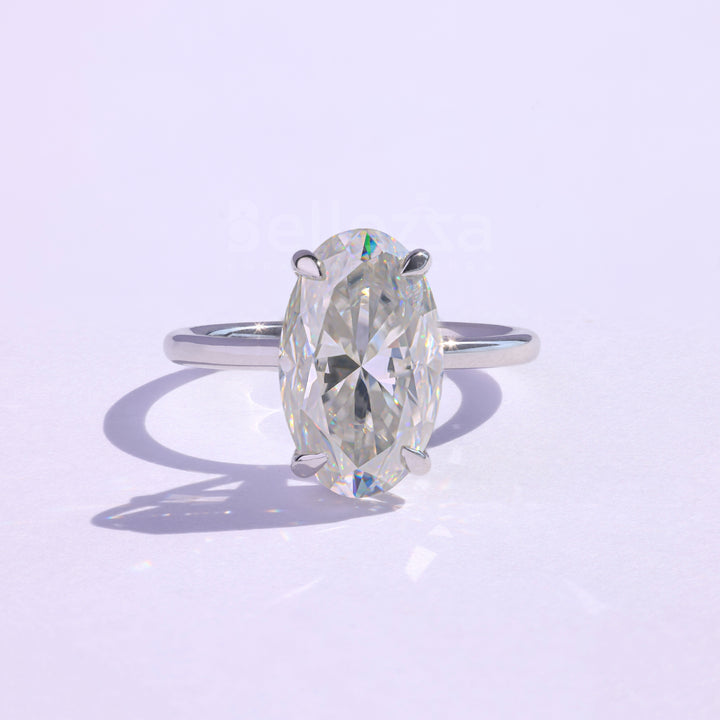 3.0CT Oval Cut Moissanite Hidden Halo Engagement Ring - Ready to ship