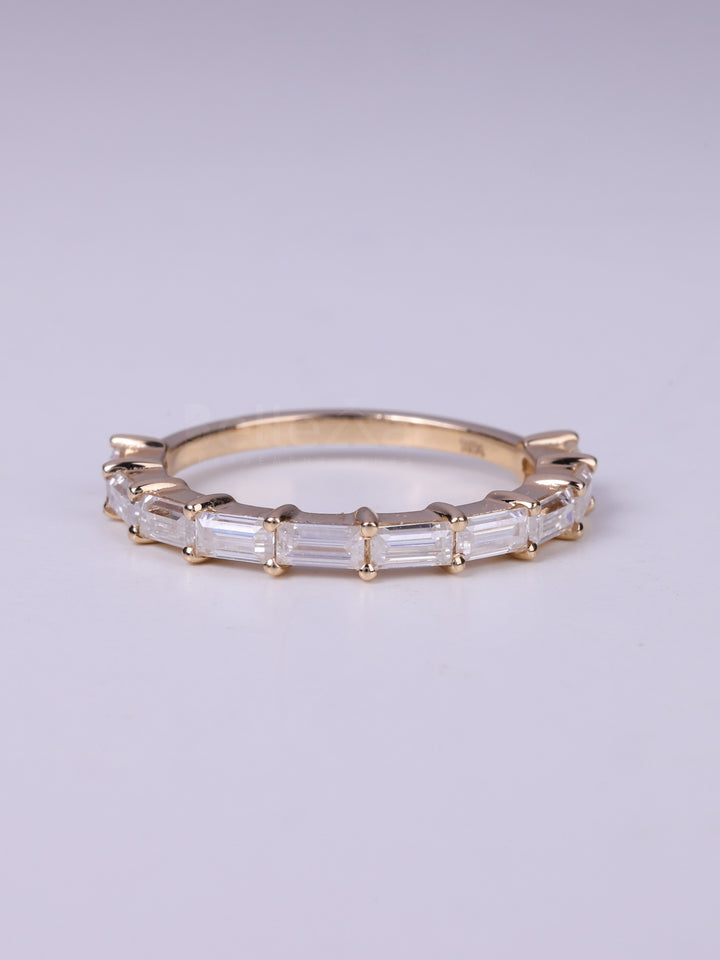 East West Baguette Cut Half Eternity Wedding Band For Her