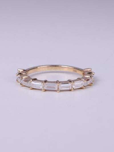 East West Baguette Cut Half Eternity Wedding Band For Her