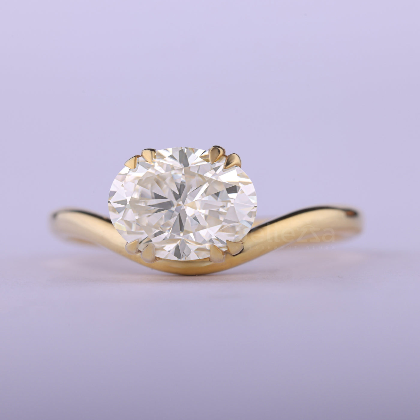 1.50CT East-West Oval Cut Curved Solitaire Engagement Ring