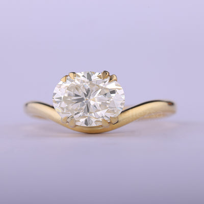 1.50CT East-West Oval Cut Curved Solitaire Engagement Ring