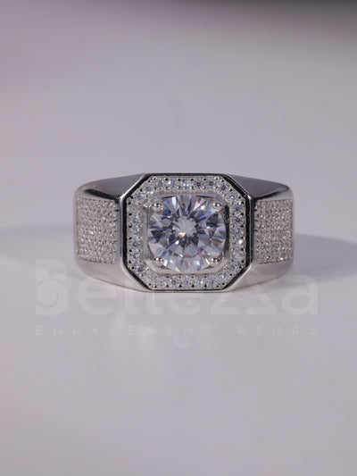 1.50CT Round Brilliant Cut Cluster Diamond Men's Engagement Ring