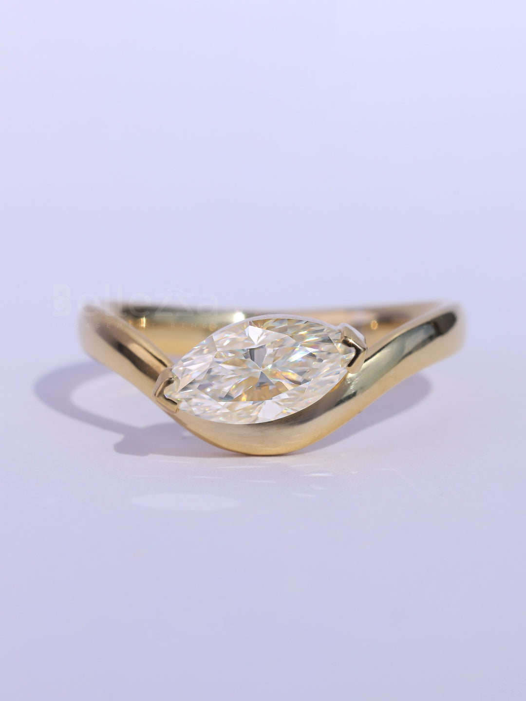 1.0CT Marquise Cut Curved Unique Solitaire Engagement Ring