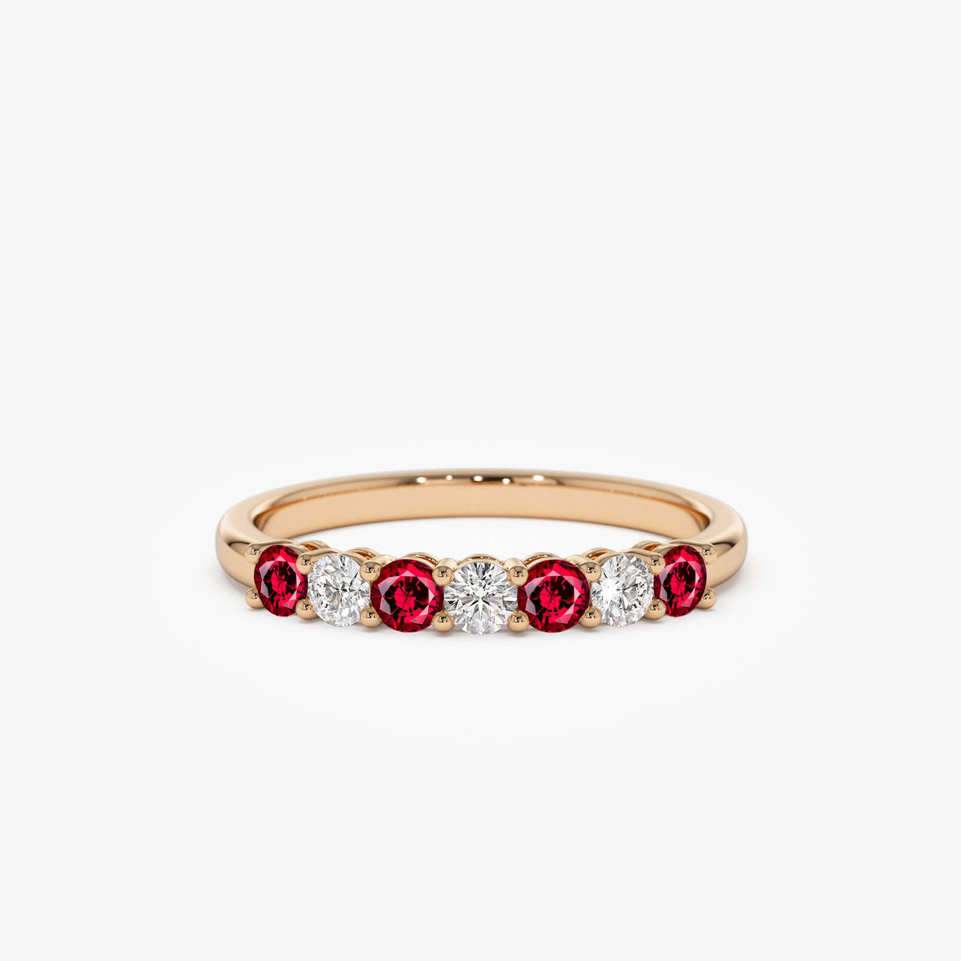Round Ruby and Diamond Wedding Band for Mother