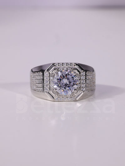1.50CT Round Cut Cluster Diamond Men's Wedding Ring In Gold