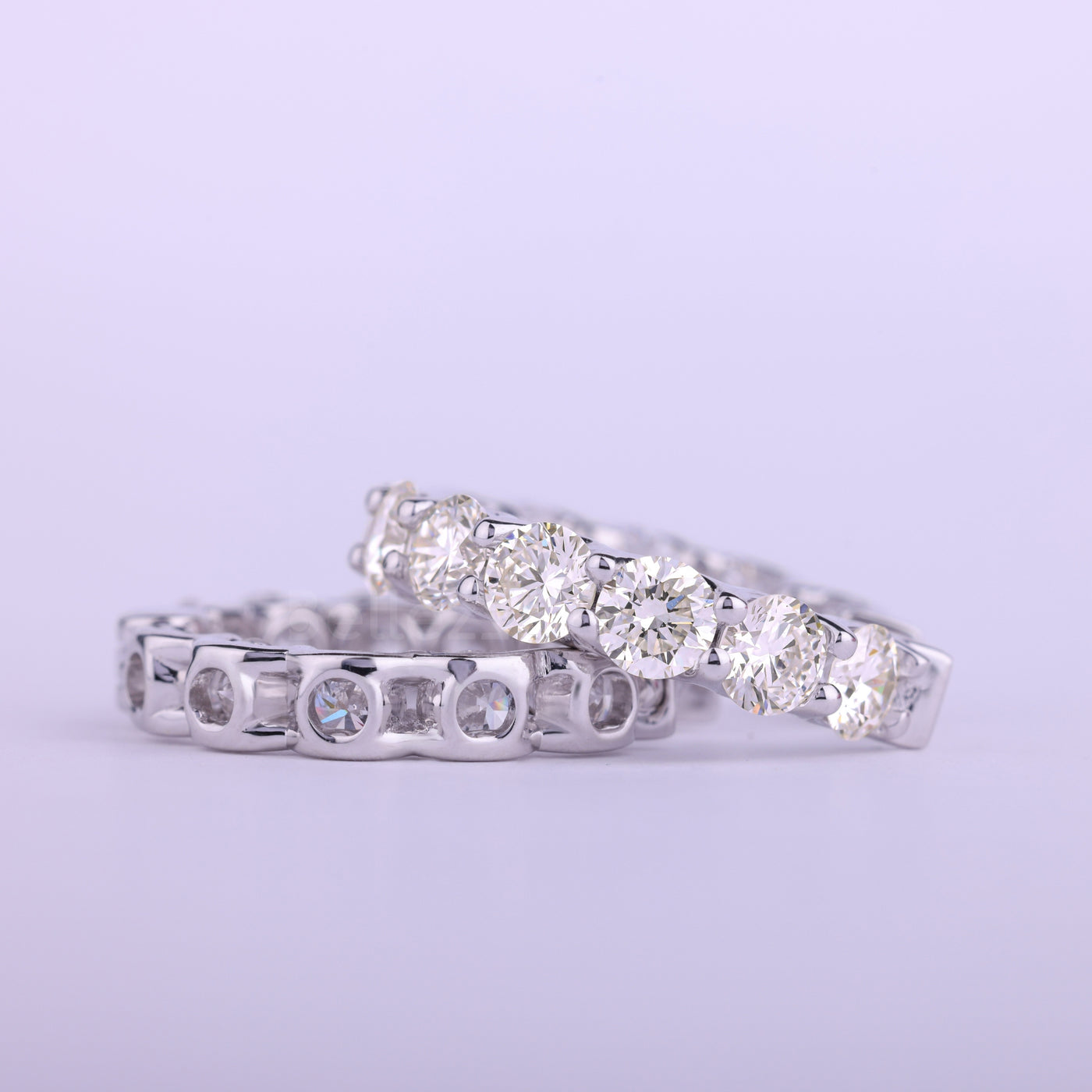 Round Cut Inside-Outside Diamond Moissanite Hoop Earrings