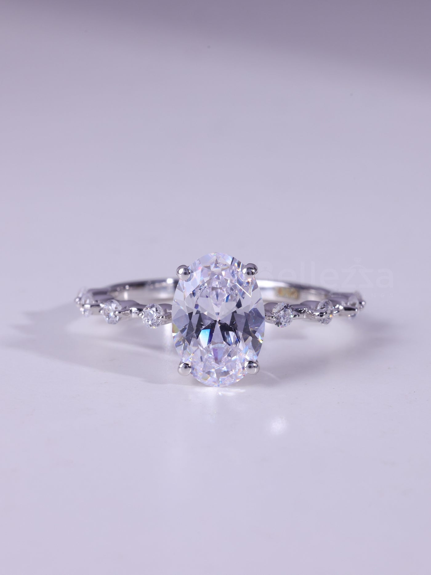 1.20CT Oval Cut Moissanite Petite Pave Setting Engagement Ring
