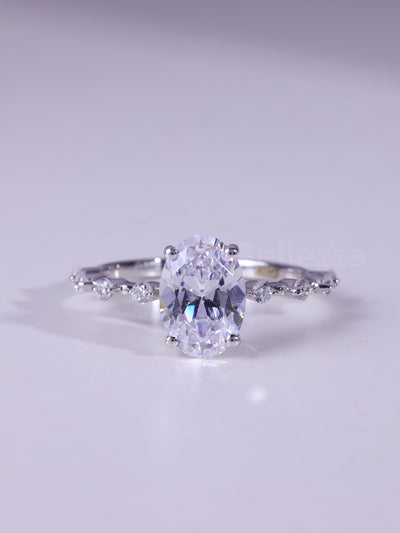1.20CT Oval Cut Moissanite Petite Pave Setting Engagement Ring