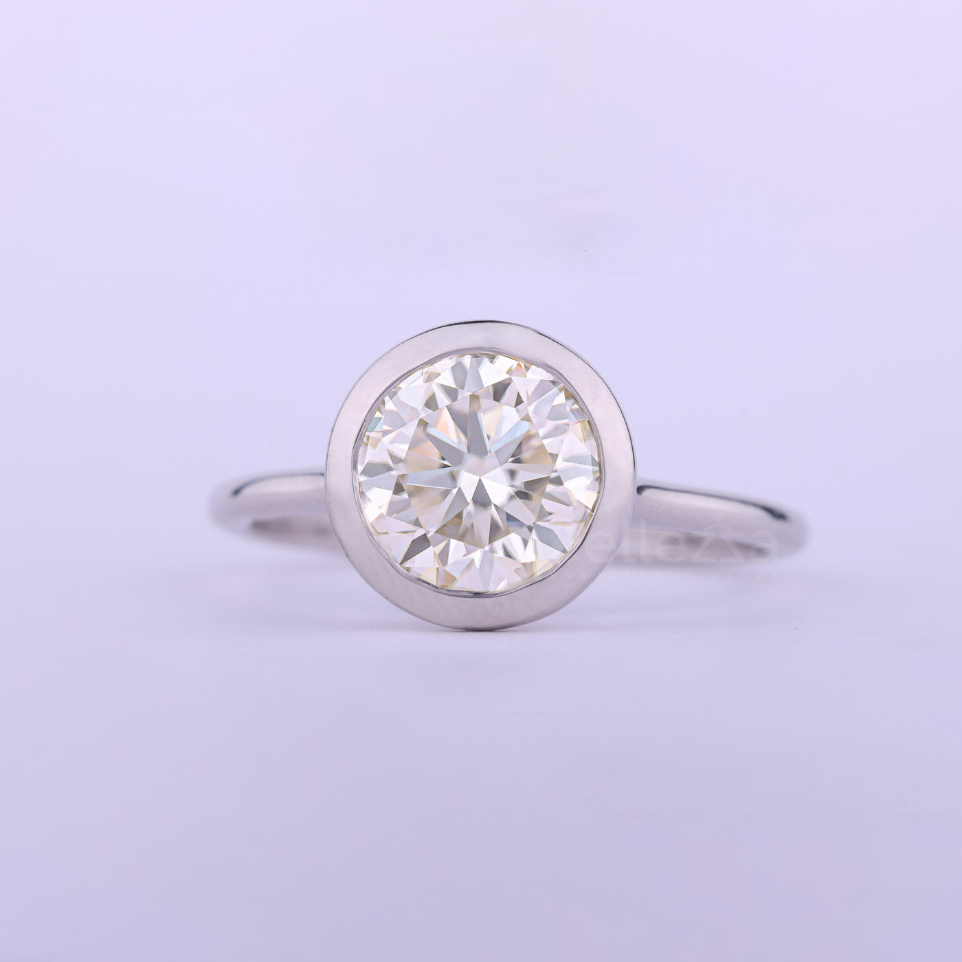 1.50CT Round Cut Bezel Setting Moissanite Engagement Ring