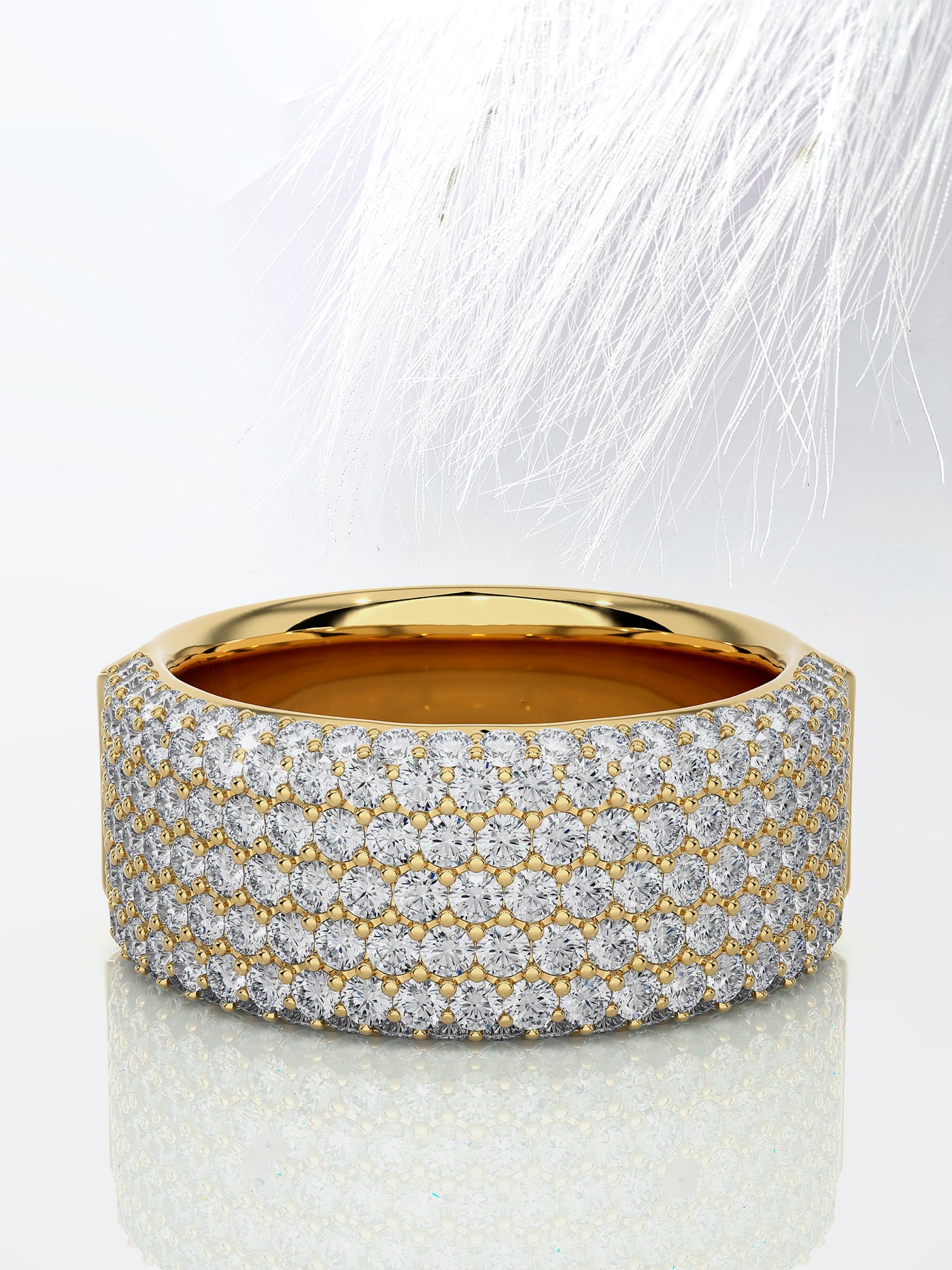 Round Cut Micro Pave Setting Moissanite Men's Diamond Wedding Band