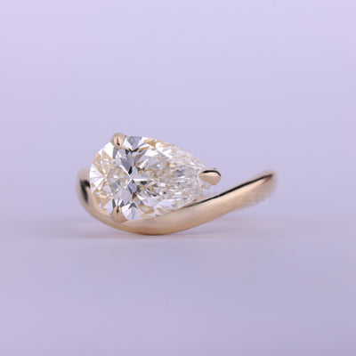 1.50CT East-West Pear Cut Curved Solitaire Engagement Ring