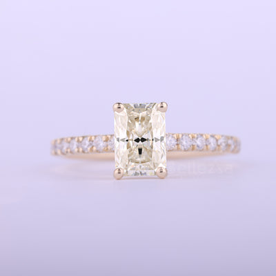 1.0CT Radiant Cut Pave Setting moissanite Engagement Ring