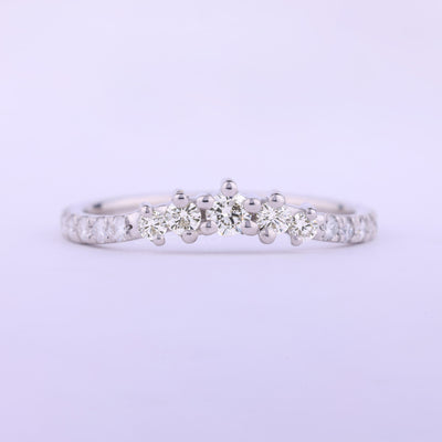 Round Cut Curved Moissanite Wedding Band For Her