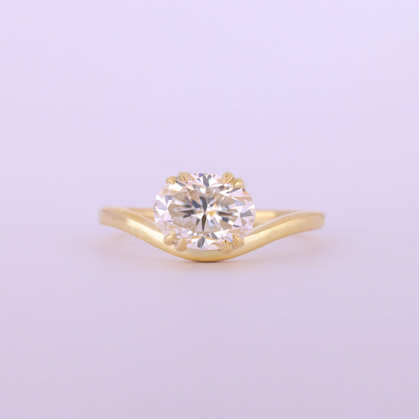 1.50CT East-West Oval Cut Diamond Curved Moissanite Engagement Ring