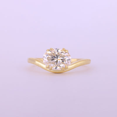 1.50CT East-West Oval Cut Diamond Curved Moissanite Engagement Ring