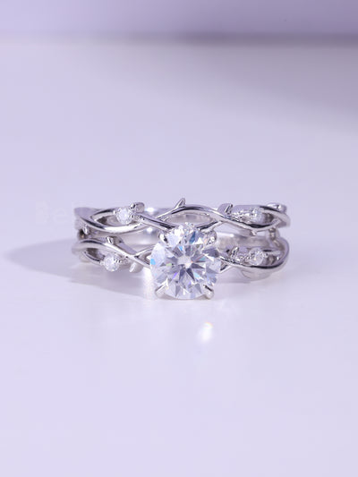 1.0CT Round Cut Diamond Nature Inspired Bridal Ring Set