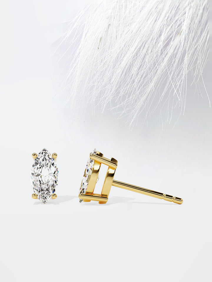 Marquise Cut Solitaire Moissanite Stud Diamond Earrings For Women