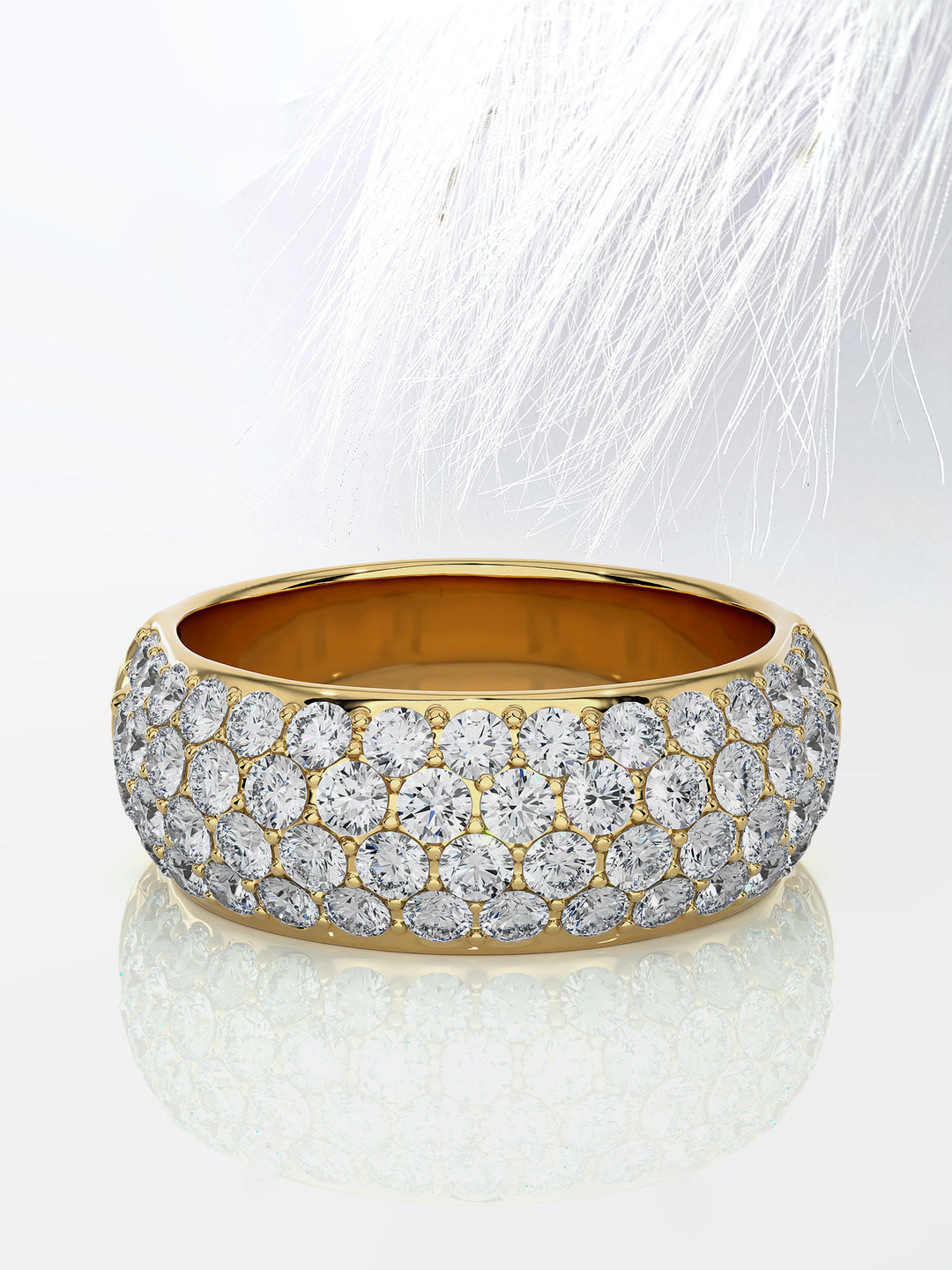 Round Cut Clustered Moissanite Men's Wedding Band In White Gold