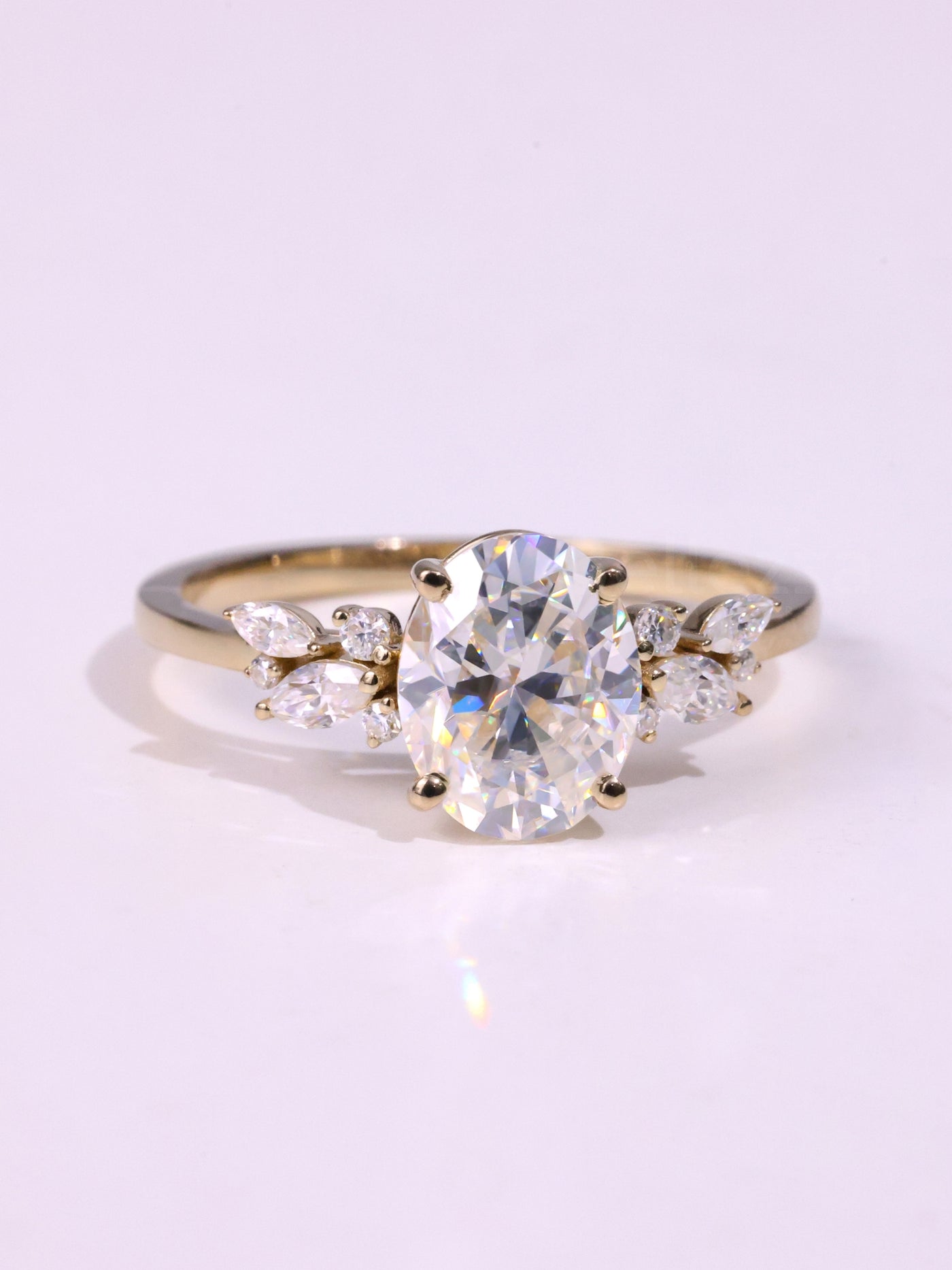 1.50CT Oval Cut Diamond Cluster Moissanite Engagement Ring