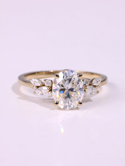 1.50CT Oval Cut Diamond Cluster Moissanite Engagement Ring