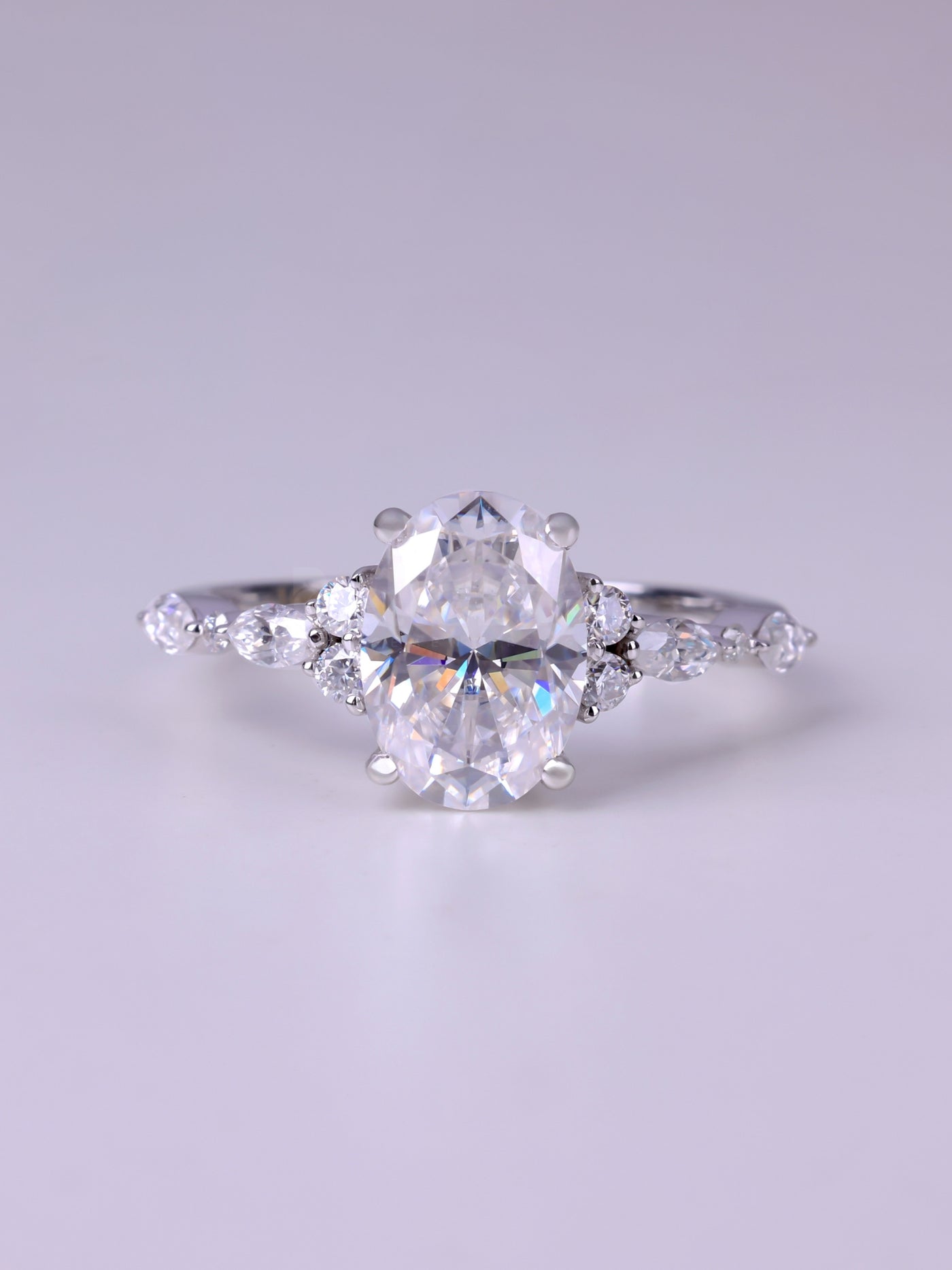 2.50CT Oval Cut Cluster Diamond Moissanite Engagement Ring