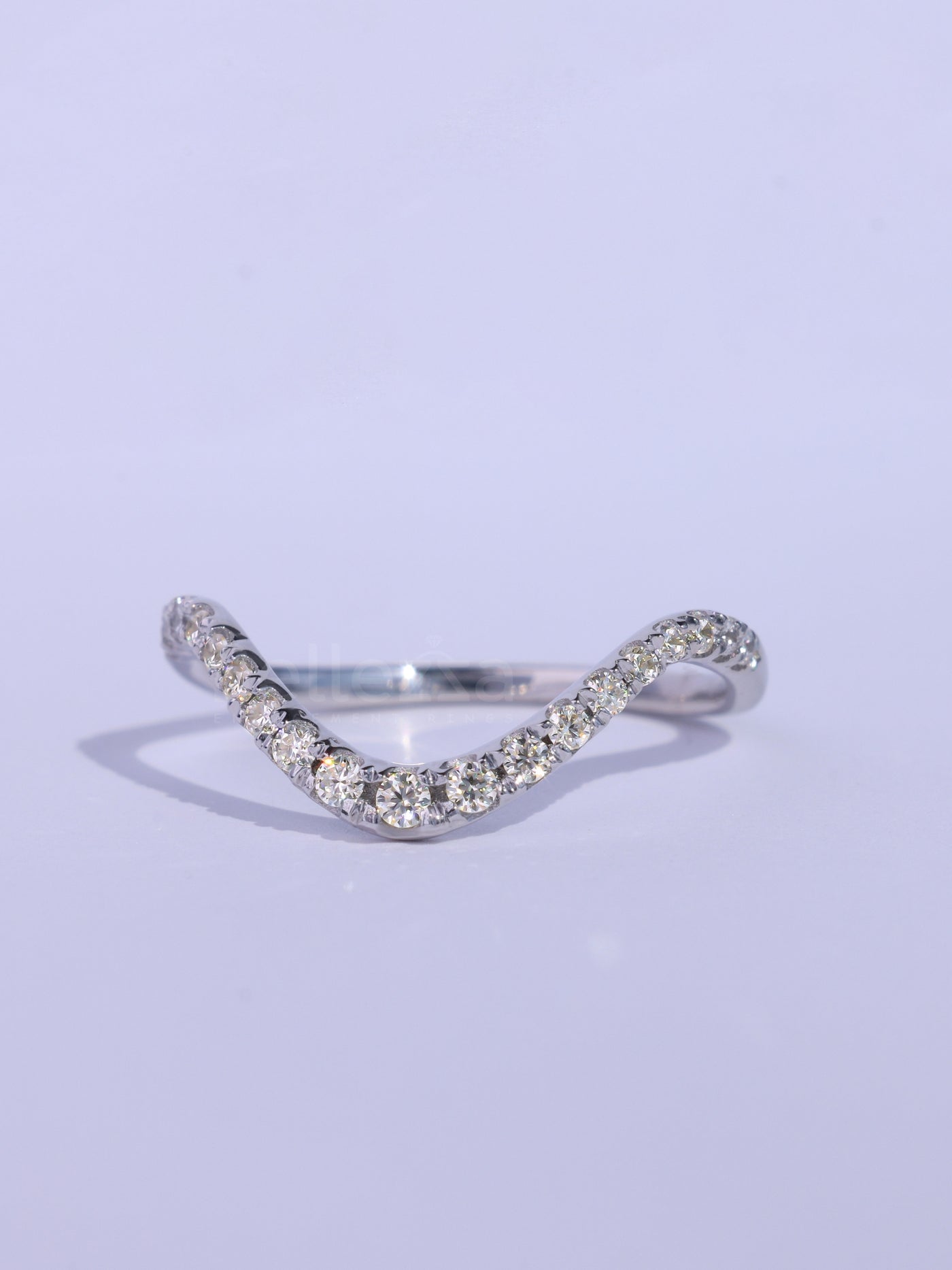 Round Cut Half Eternity Curved Moissanite Wedding Band