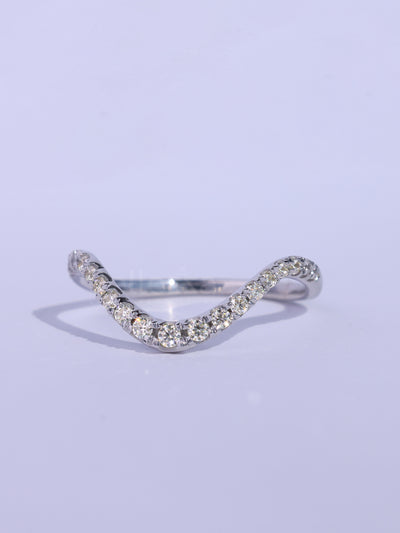 Round Cut Half Eternity Curved Moissanite Wedding Band