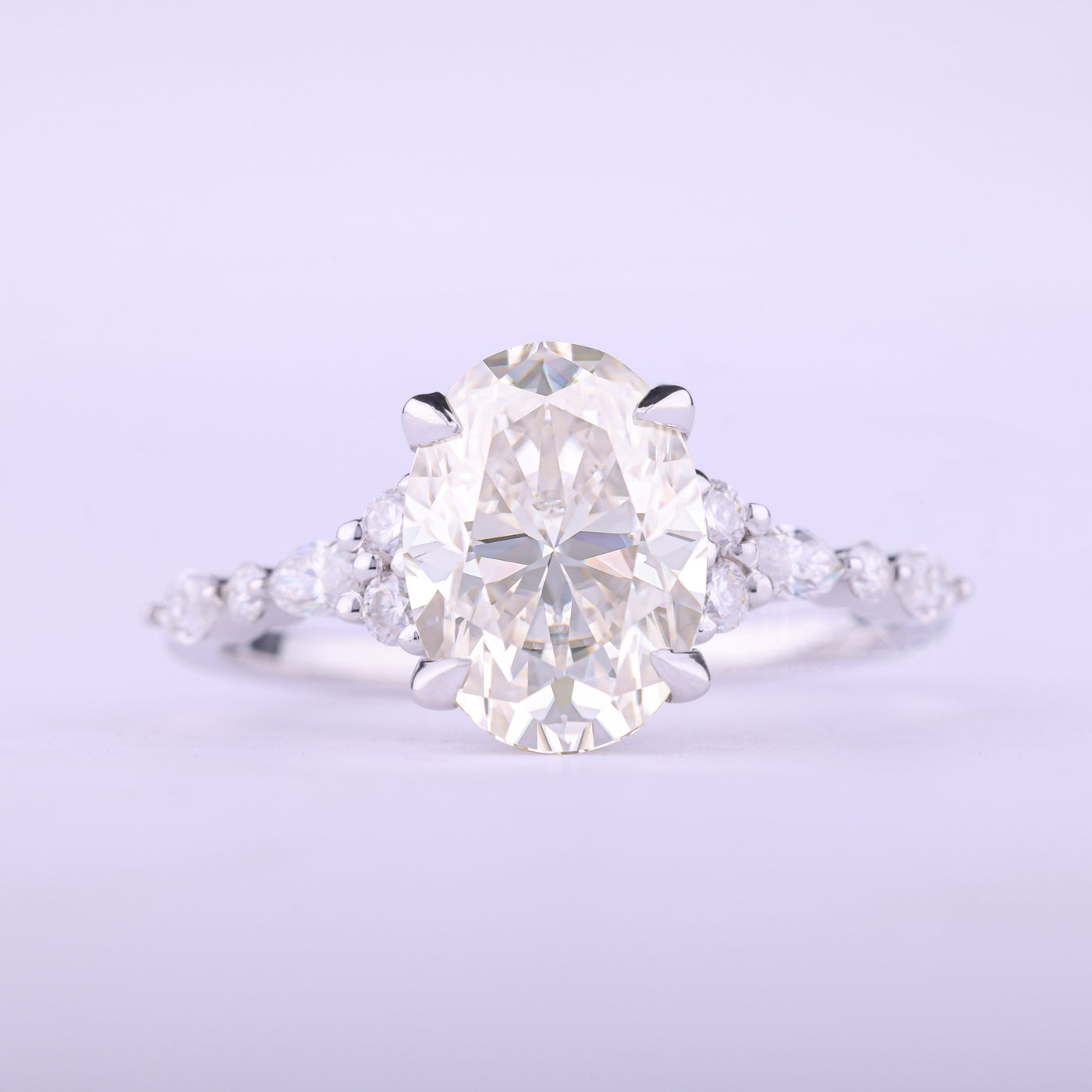 1.50CT Oval Cut Cluster Diamond Moissanite Engagement Ring