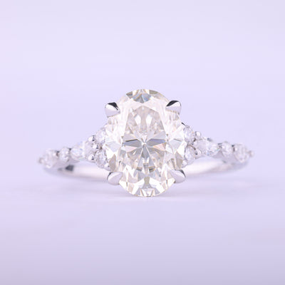 1.50CT Oval Cut Cluster Diamond Moissanite Engagement Ring