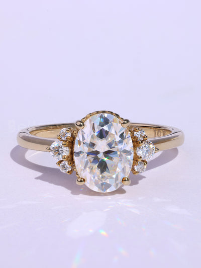 1.50CT Oval Cut Cluster Diamond Moissanite Engagement Ring