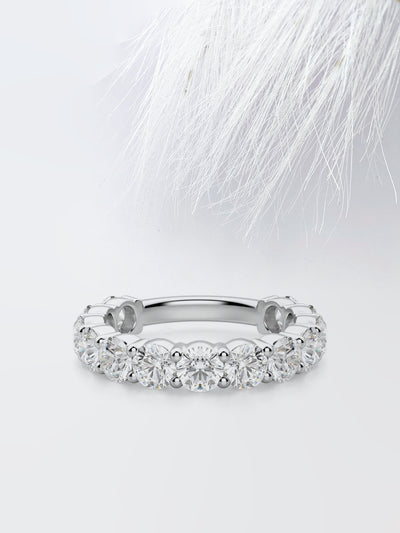 Round Cut Semi-Eternity Band Diamond Wedding Band For Women