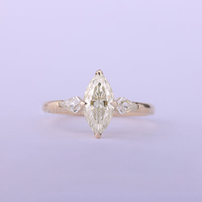 1.50CT Marquise Cut Moissanite Three Stone Engagement Ring