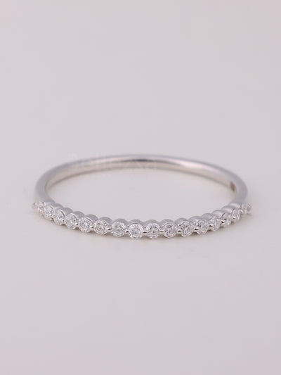 Round Cut Diamond Half Eternity Wedding Band For Her