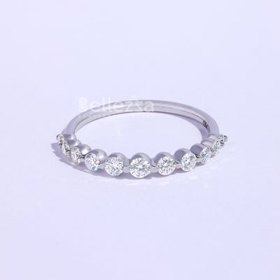 Round Diamond Bubble Pave Moissanite Wedding Band - Ready To Ship