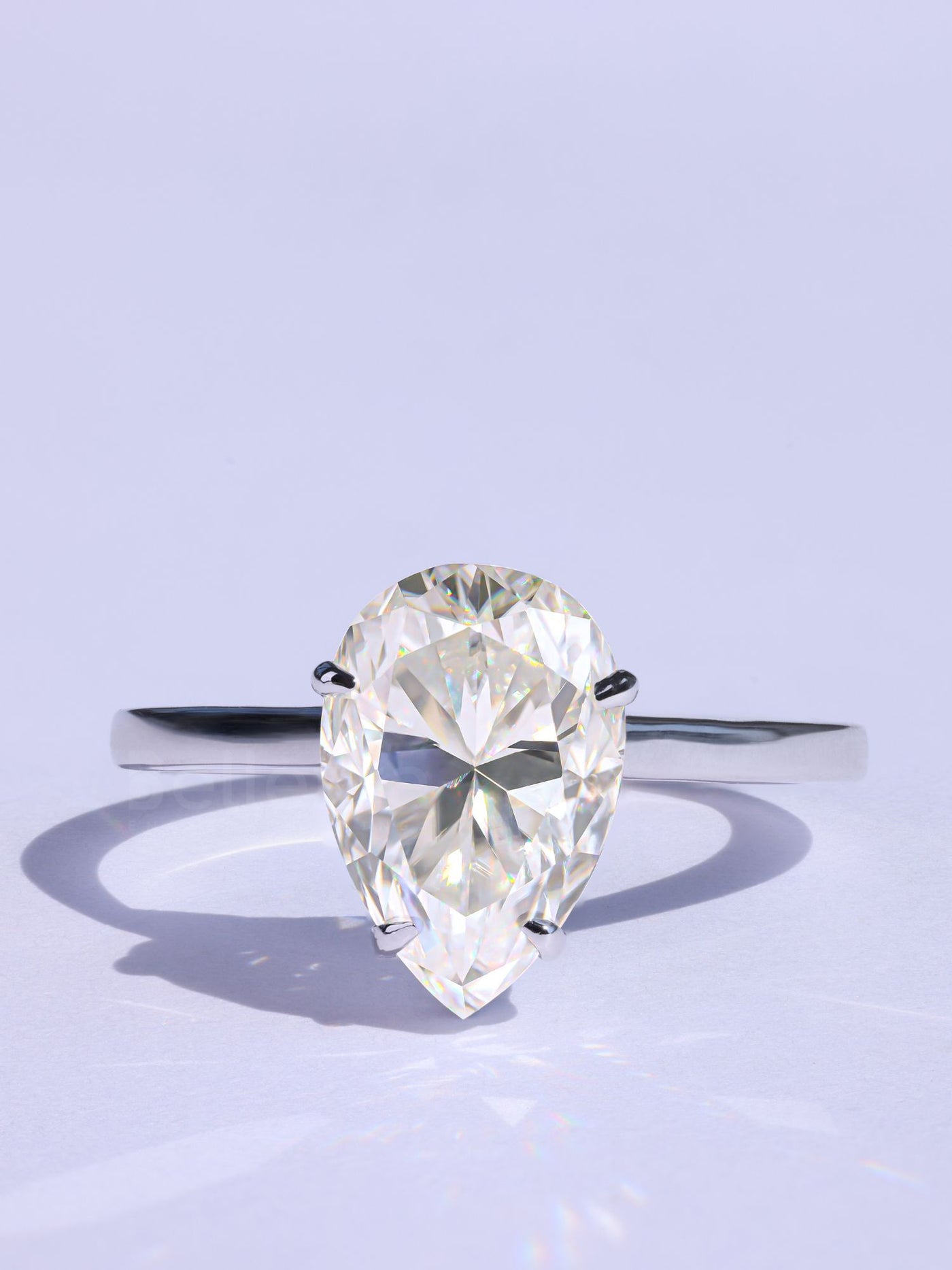 1.50CT Pear Cut Solitaire Moissanite Diamond Engagement Ring