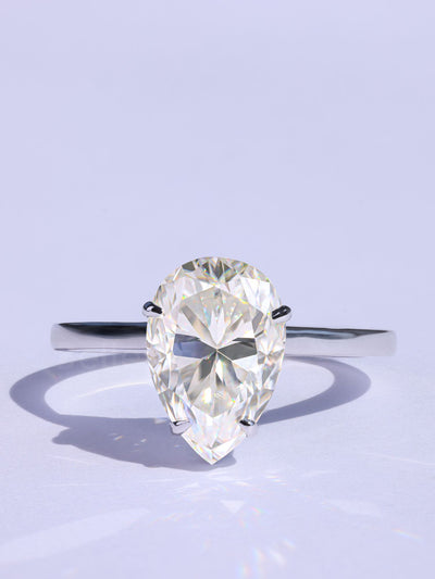 1.50CT Pear Cut Solitaire Moissanite Diamond Engagement Ring