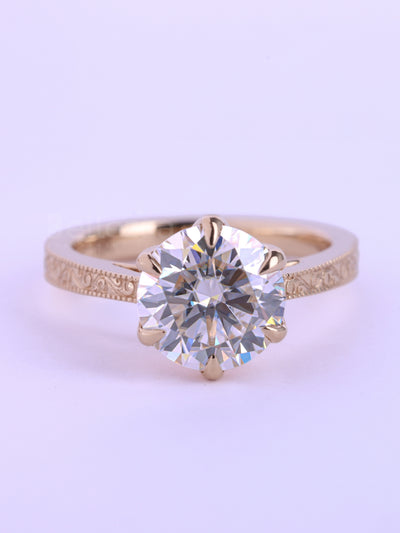 1.0CT-2.0CT Round Cut Diamond Vintage Solitaire Engagement Ring