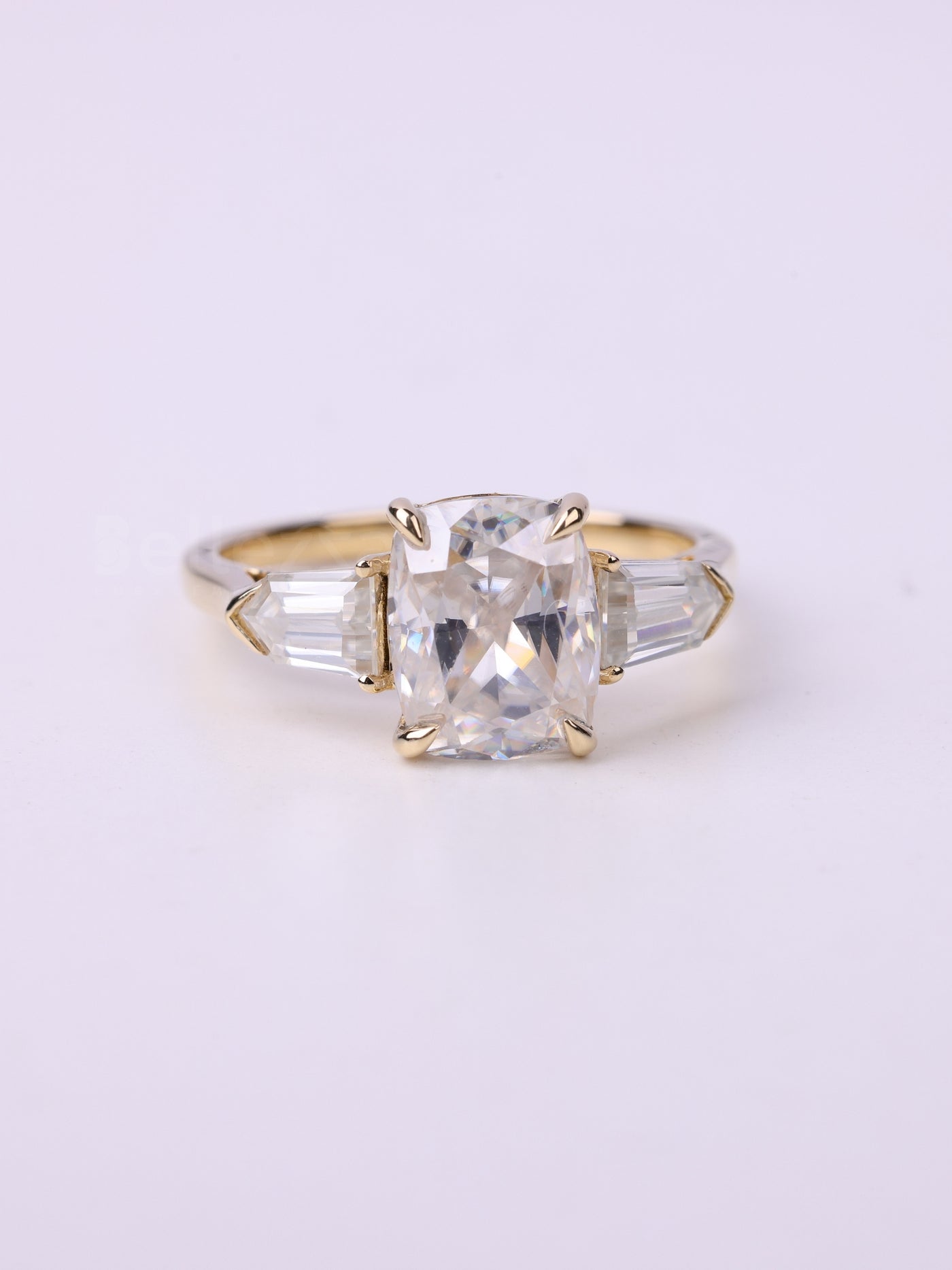 1.50CT Elongated Cushion Cut Three Stone Engagement Ring