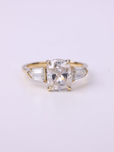 1.50CT Elongated Cushion Cut Three Stone Engagement Ring