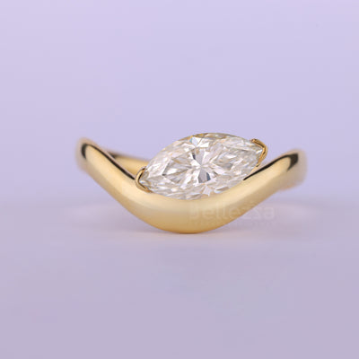 1.0CT East-West Marquise Cut Curved Moissanite Engagement Ring