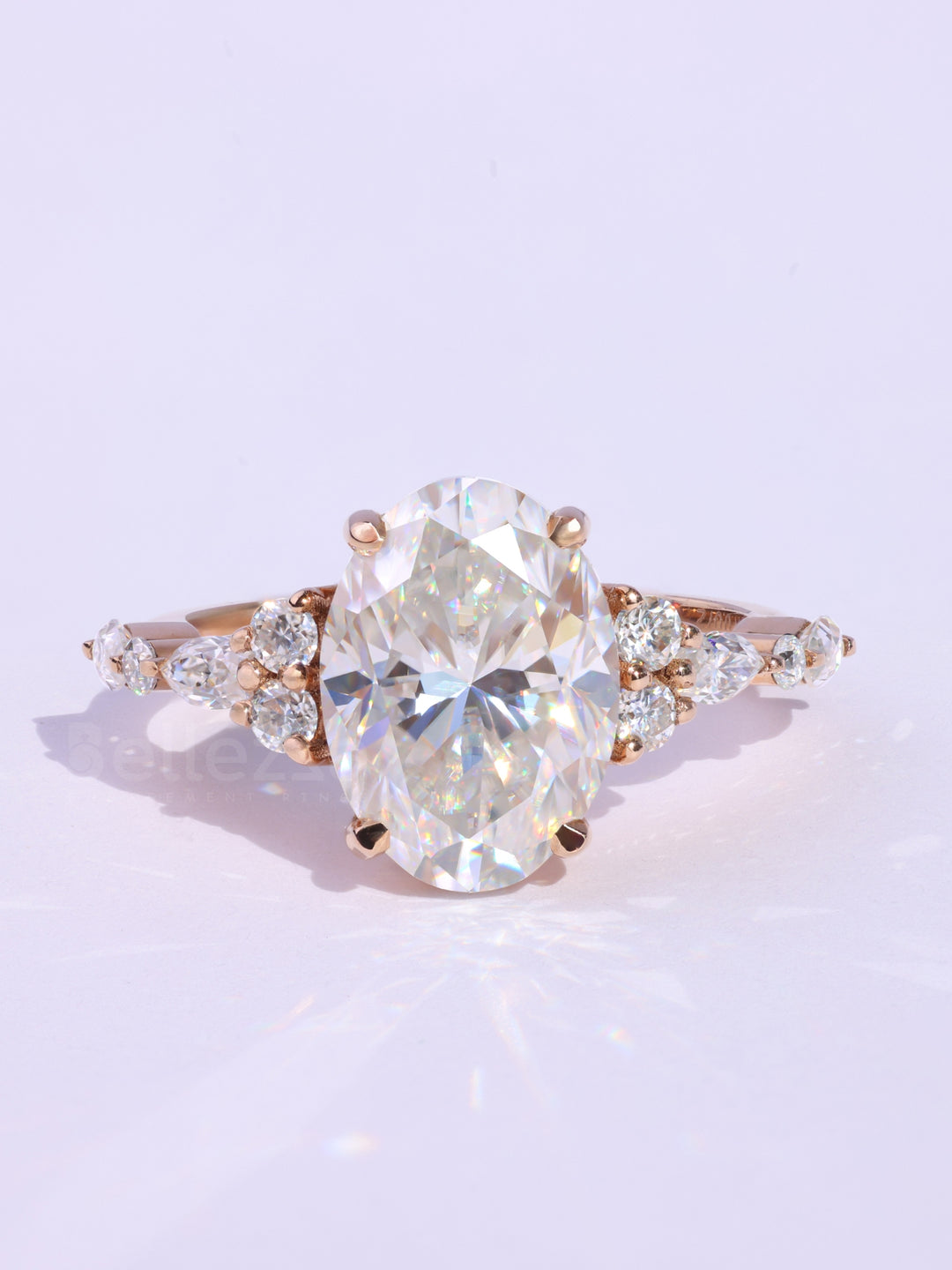 2.0CT Oval Cut Cluster Diamond Moissanite Engagement Ring