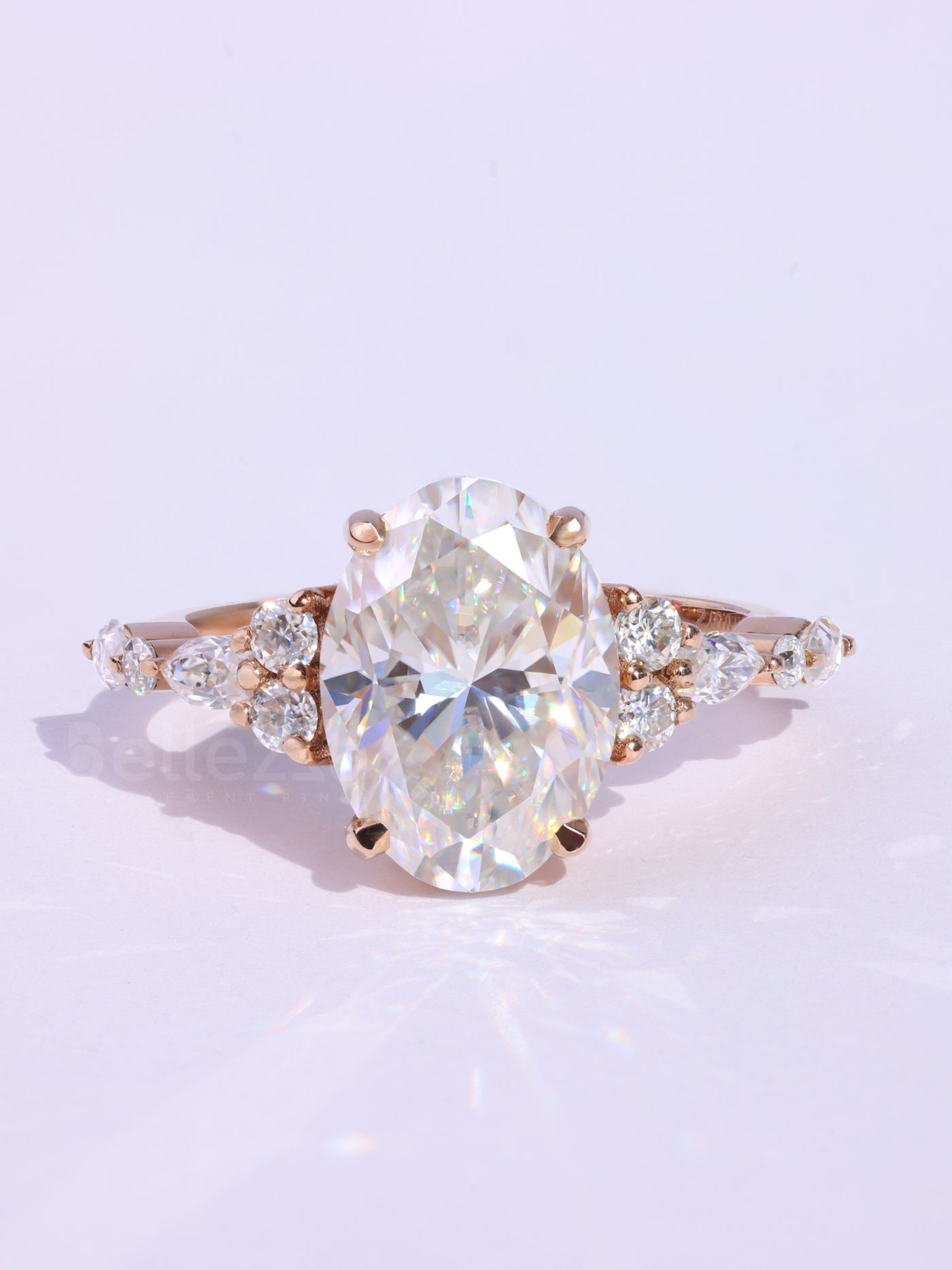 2.0CT Oval Cut Cluster Diamond Moissanite Engagement Ring