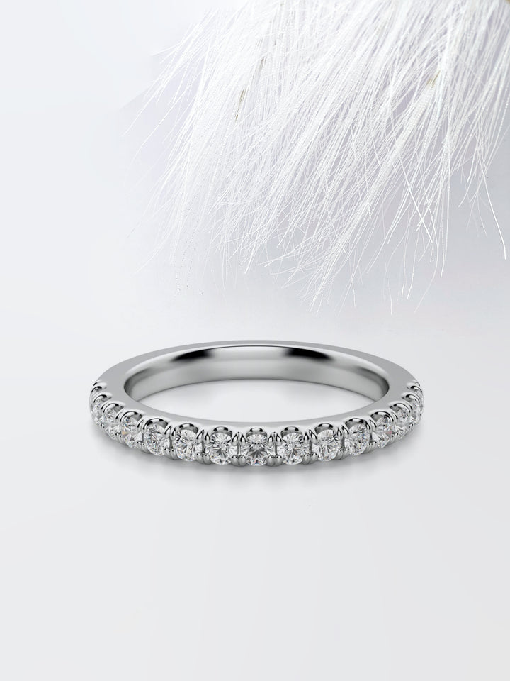 Round Cut Half Eternity Diamond Wedding Band For Her