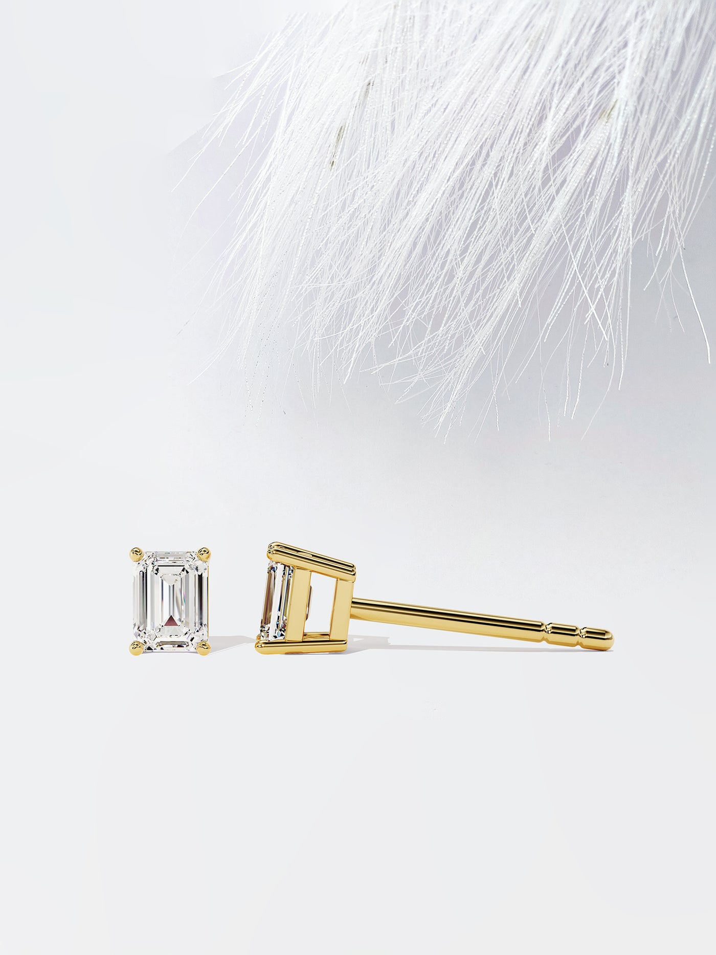 Emerald Cut Solitaire Moissanite Stud Diamond Earrings For Women