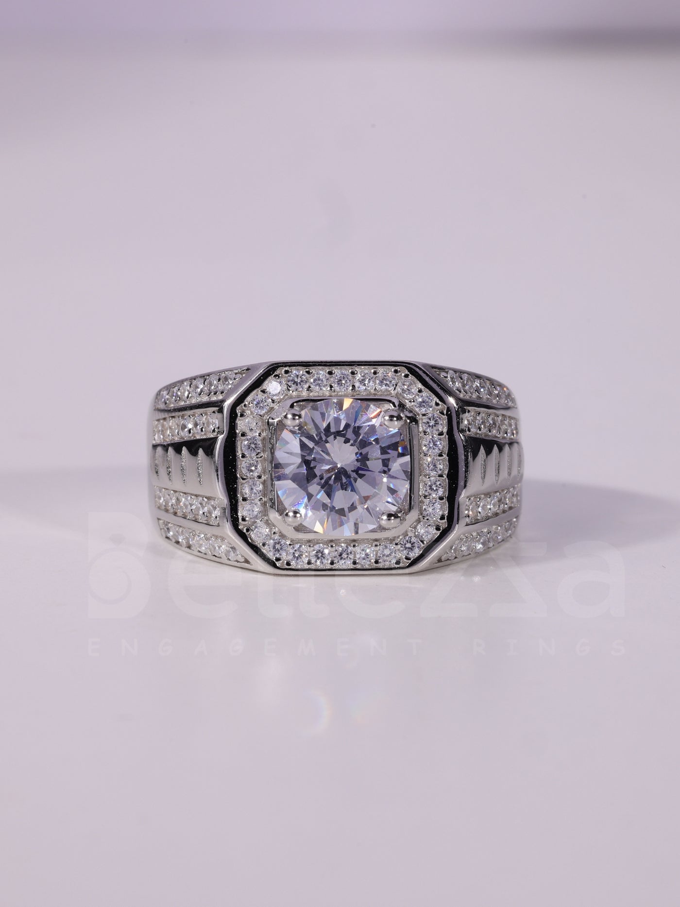 1.0CT Round Cut Halo Diamond Moissanite Men's Wedding Ring