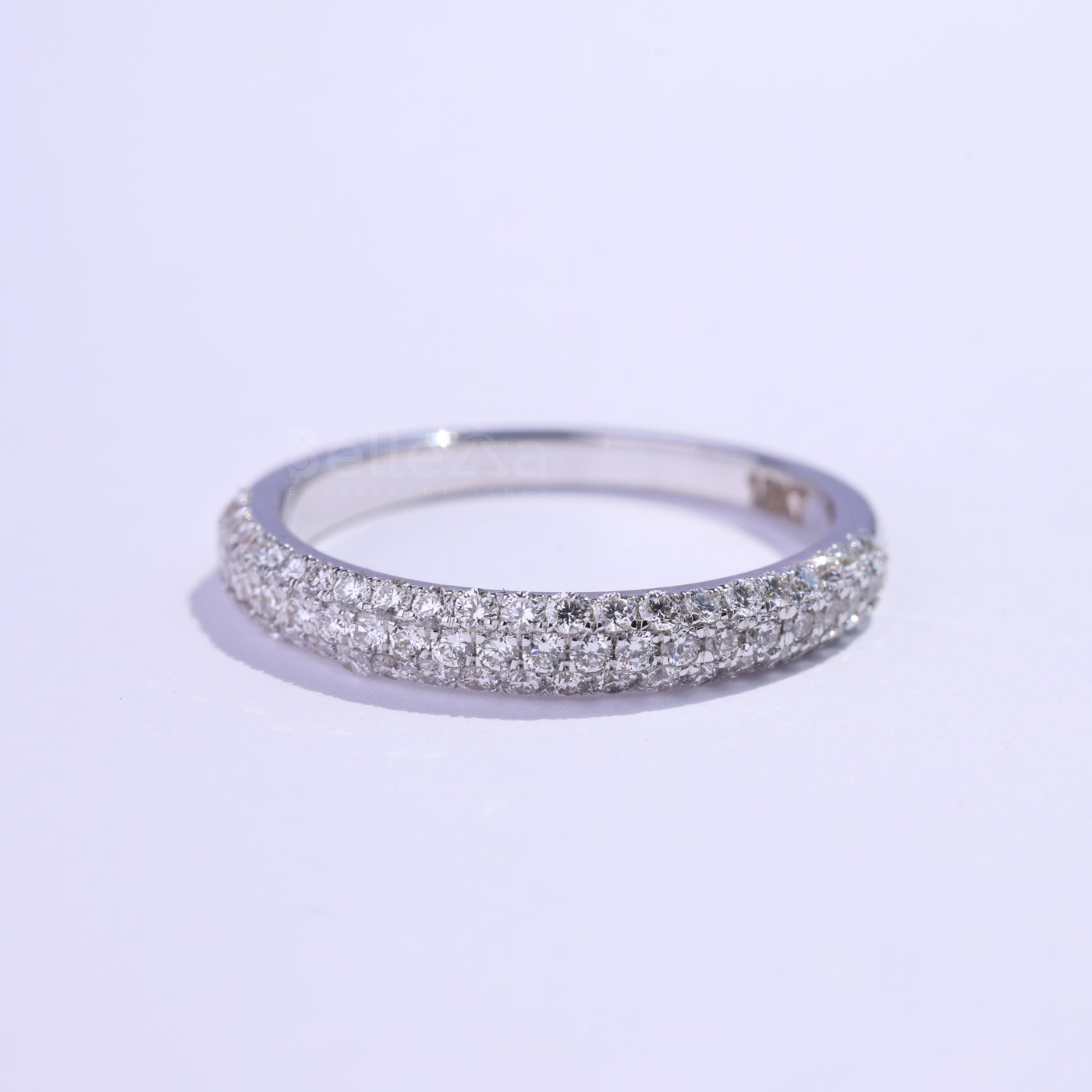 Round Cut Three Side Pave Setting Moissanite Wedding Band