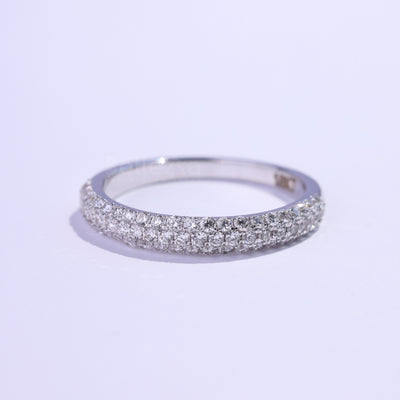 Round Cut Three Side Pave Setting Moissanite Wedding Band
